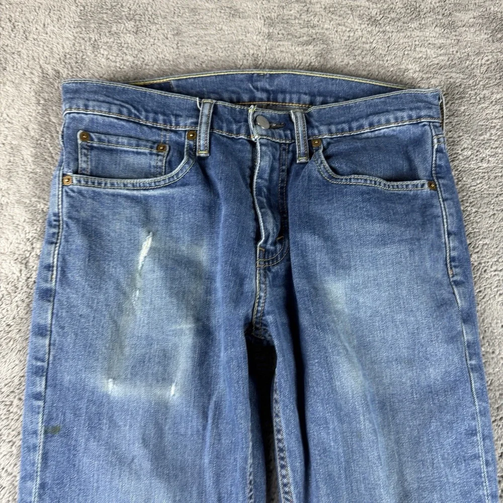 Levis 511 Slim Fit Skinny Jeans Mens 31x32 Blue Medium Wash Low Rise Distressed‎